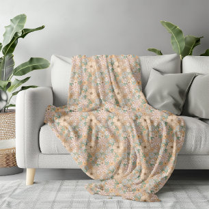Retro-Gänseblümchen-Blumenmuster Vintage-Boho-Blum Fleecedecke