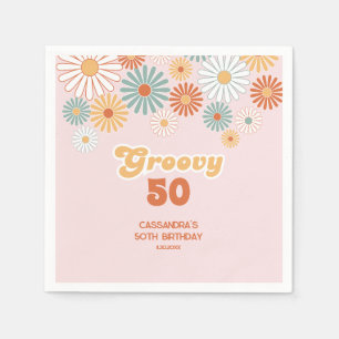 Retro-Gänseblümchen-Boho-groovy-floral-Geburtstag Serviette