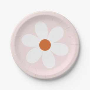 Retro Gänseblümchen Boho-Papierteller Pappteller