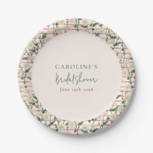 Retro Gänseblümchen Floral Grün Brautparty Custom Pappteller