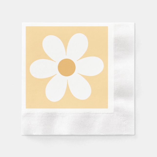 Retro-Gänseblümchen gelb Boho Serviette (Vorderseite)