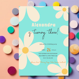 Retro-Gänseblümchen-Kindergeburtstag Einladung
