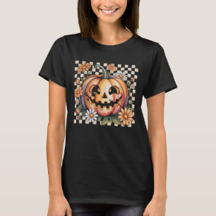 Retro Gänseblümchen Kürbisjack-o-lantern Halloween T-Shirt