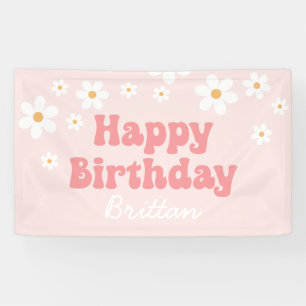 Retro-Gänseblümchen-Rosa Alles Gute zum Geburtstag Banner