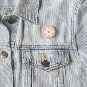 Retro Gänseblümchen rosa Boho Button