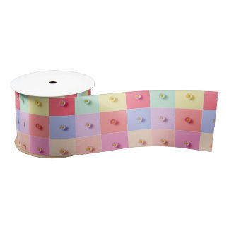 Retro Gänseblümchen Rot Pink Aqua Blau Floral Gebu Satinband
