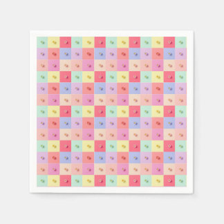 Retro-Gänseblümchen Rot Pink Blaue Blumen Muster G Serviette