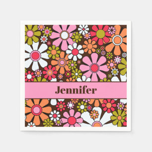 Retro Garden Blume 60er 70er Blumenbezeichnungen Serviette