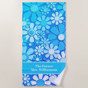 Retro Garden Blume 60er 70er Blumenmuster Bridge Strandtuch