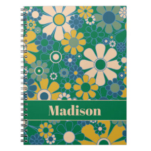 Retro Garden Blume 60er 70er Floral Personalisiert Notizblock