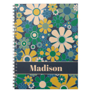 Retro Garden Blume 60er 70er Floral Personalisiert Notizblock