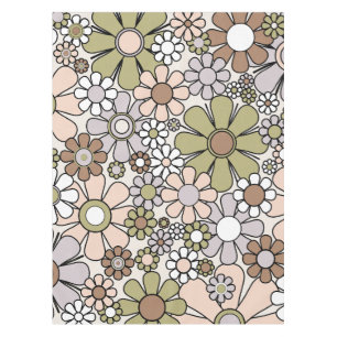 Retro Garden Blume 60er 70er Mutes Frühlingsfloral Tischdecke