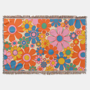 Retro Garden Blume Farbenfrohe 60er 70er Floral Decke