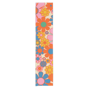 Retro Garden Blume Farbenfrohe 60er 70er Floral Kurzer Tischläufer