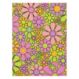 Retro Garden Blume Farbenfrohe 60er Blumenmuster Tischdecke
