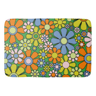 Retro Garden Blume Groovy 60er 70er Colorful Badematte