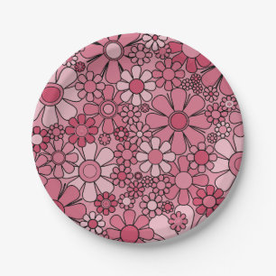 Retro Garden Blume Groovy 60er 70er Floral Pattern Pappteller