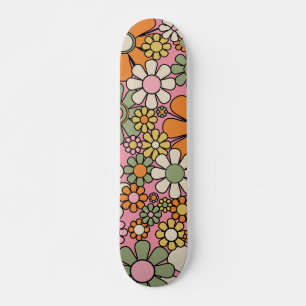 Retro Garden Blume Groovy 60er 70er Floral Pattern Skateboard