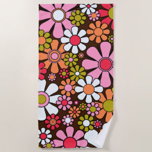 Retro Garden Blume Groovy 60er 70er Floral Pattern Strandtuch