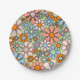 Retro Garden Blume Groovy 60er 70er Spring Pastel Pappteller