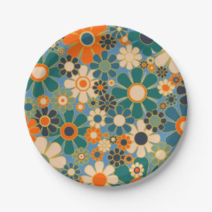 Retro Garden Blume Vintages Blumenmuster Pappteller