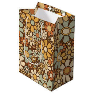 Retro Garden Chunky Blume 60er 70er Floral Pattern Mittlere Geschenktüte