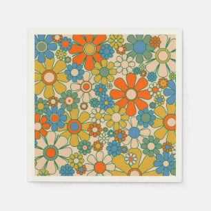 Retro Garden Floral 60er 70er Pattern Serviette
