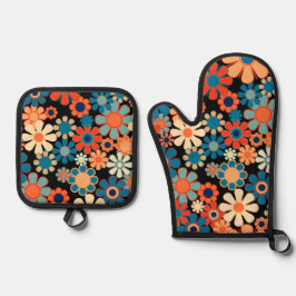 Retro Garden Groovy Ofenhandschuh & Topflappen-Set