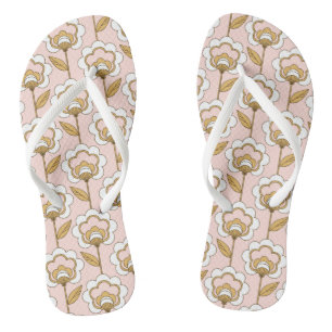 Retro Garden Pink Floral Muster Flip Flops