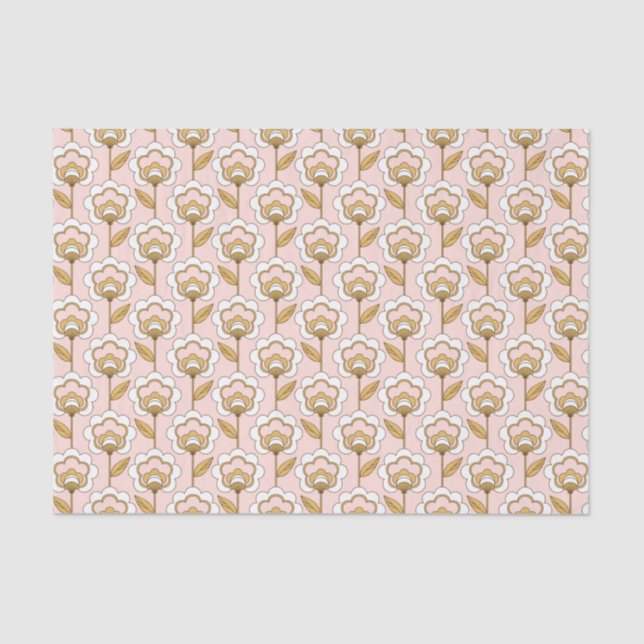 Retro Garden Pink Floral Muster Seidenpapier (Vorderseite)