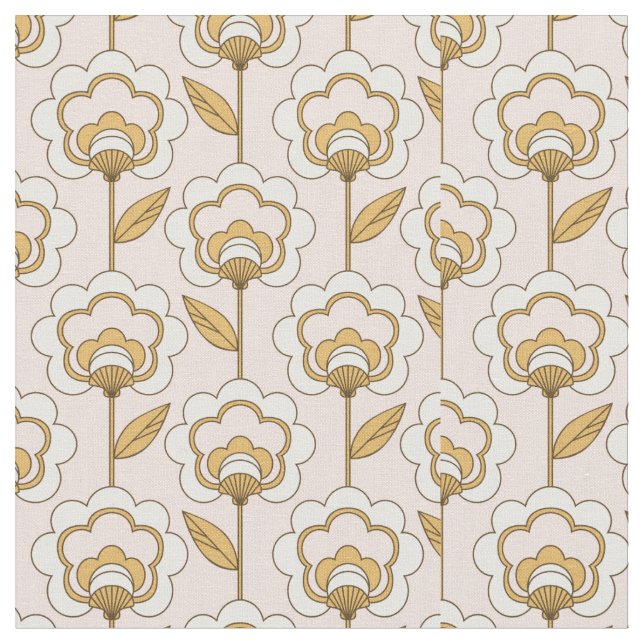 Retro Garden Pink Floral Muster Stoff (Nahaufnahme)