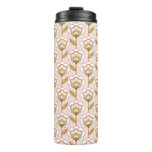 Retro Garden Pink Floral Muster Thermosbecher