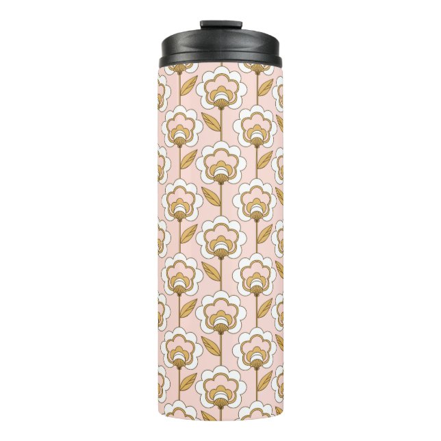 Retro Garden Pink Floral Muster Thermosbecher (Vorderseite)
