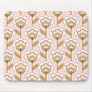 Retro Garden Pink Floral Pattern Mousepad