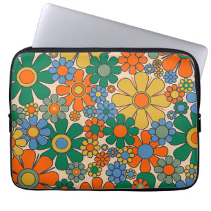 Retro-Gartenblumen Groovy 60er 70er Blumenmuster Laptopschutzhülle