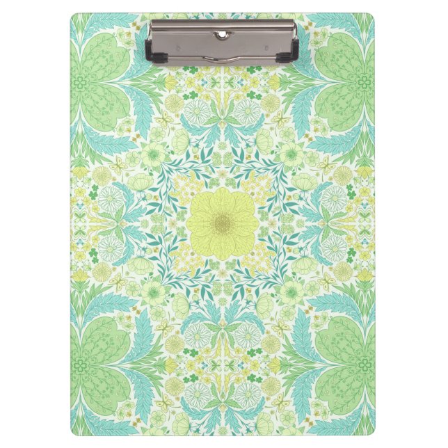 Retro-Gartenflorchen in grün und gelb Klemmbrett (Vorderseite)