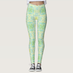 Retro-Gartenflorchen in grün und gelb Leggings