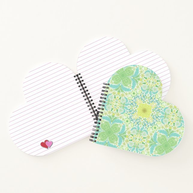 Retro-Gartenflorchen in grün und gelb Notizbuch (Innenseite)