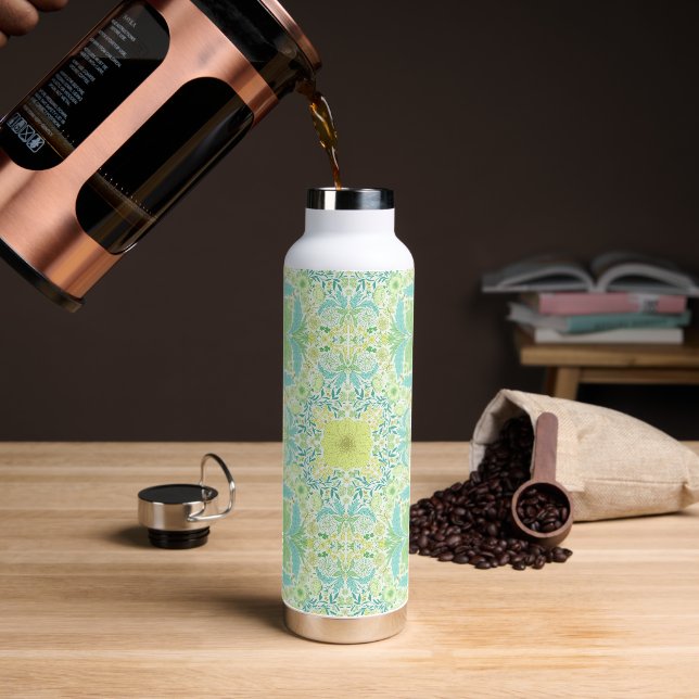Retro-Gartenflorchen in grün und gelb Trinkflasche (Kaffee)