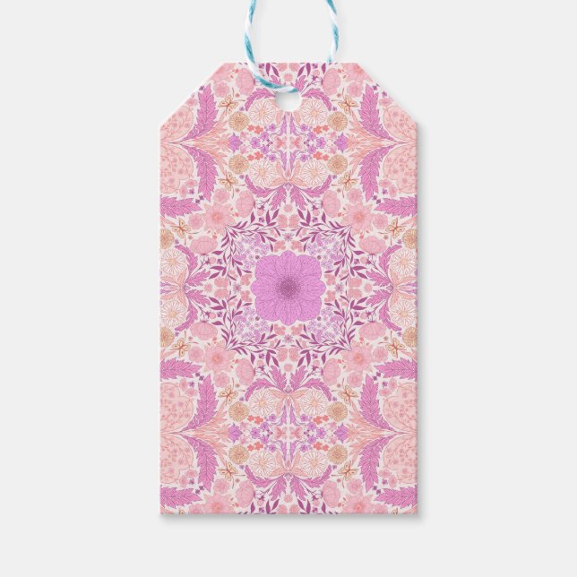Retro-Gartenflorchen in Rosa Geschenkanhänger (Vorderseite)