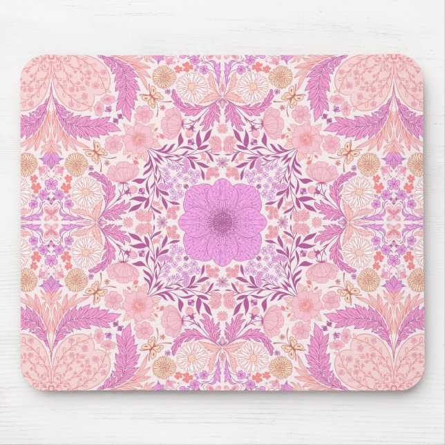 Retro-Gartenflorchen in Rosa Mousepad (Vorne)