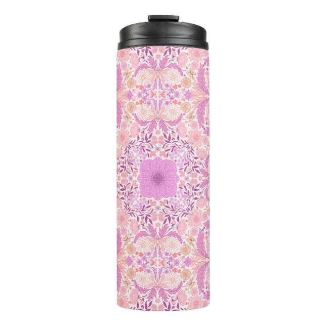 Retro-Gartenflorchen in Rosa Thermosbecher (Vorderseite)