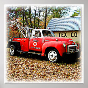 Retro Gas Station Red Tower LKW Poster