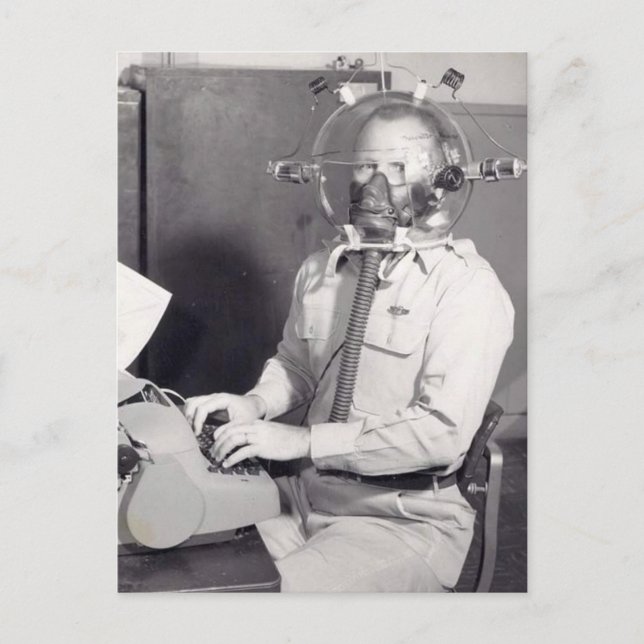 Retro-Gasmaske Postkarte (Vorderseite)