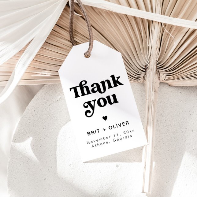 Retro Gastgeschenk Hochzeit Tag Groovy Vielen Dank Geschenkanhänger (Von Creator hochgeladen)