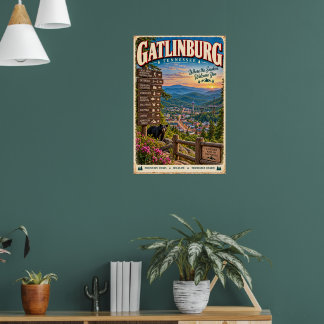 Retro Gatlinburg Tennessee Smoky Mountains Reise Poster