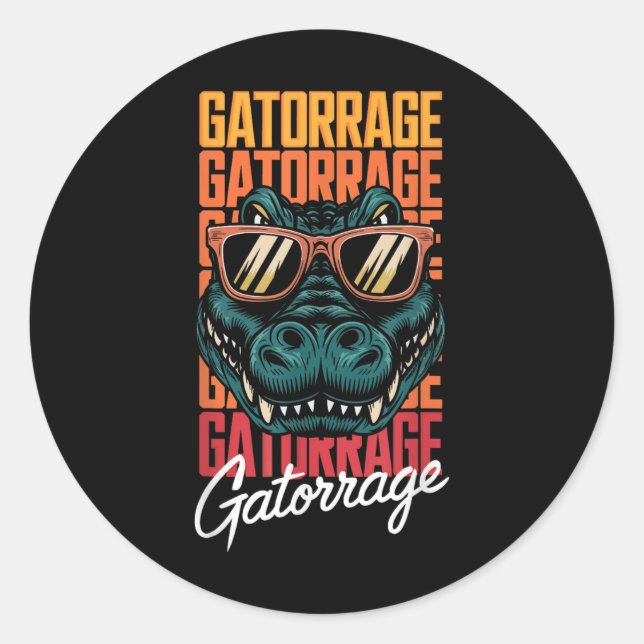 Retro Gators Personalisiert Name Apparel Style Cli Runder Aufkleber (Vorderseite)