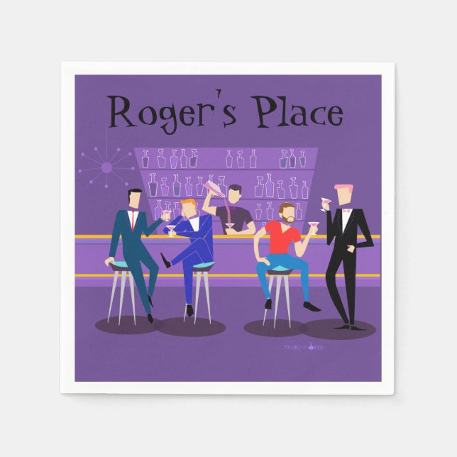 Retro Gay Bar Cocktail Napins Serviette (Vorderseite)