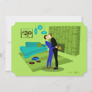 Retro Gay Couple in Liebe Einladung