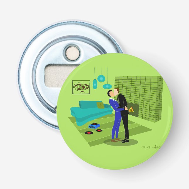 Retro Gay Couple in Liebe Flaschenöffner (Vorderseite)